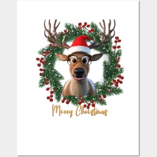 Santa reindeer christmas Posters and Art